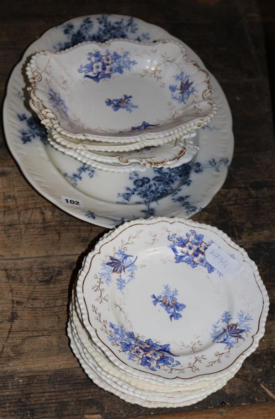 11 piece Staffordshire dessert set and a meat dish